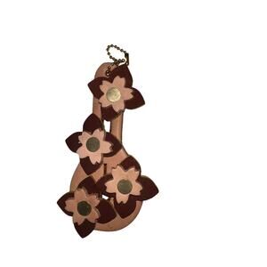 Repurposed Designer Leather Keychain Handmade  Tiered Floral Bag Charm